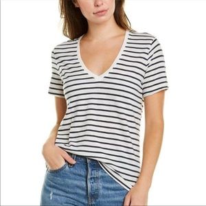 Madewell Whisper V-Neck Stripe Cotton Tee